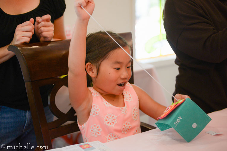 The girls jumped right into the sewing project (coin purses).