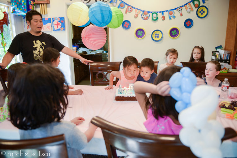 We had two cakes, one for her, then one for him. But he didn't know that so he went ahead and helped her blow out her candles. She didn't mind at all. Which is one of many, many reasons why we love her. And him, too.