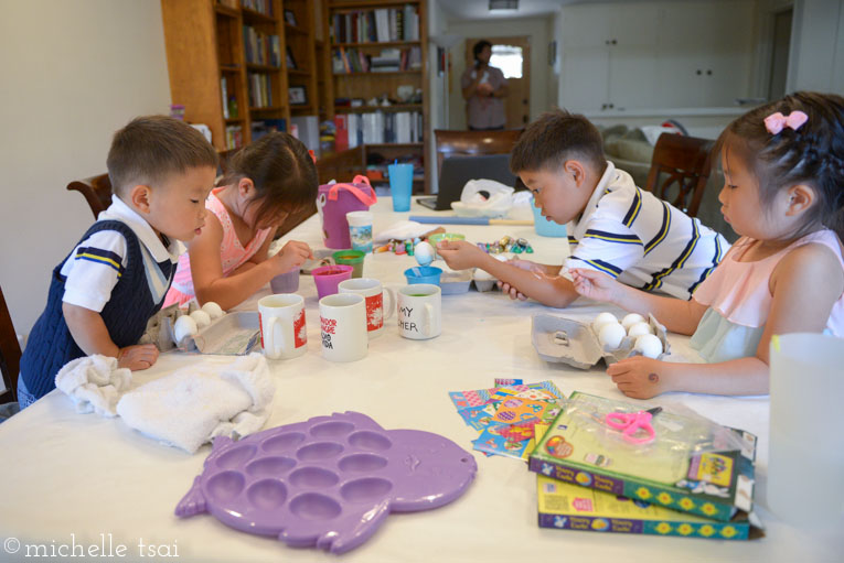 Then the party moved inside for egg dying time.