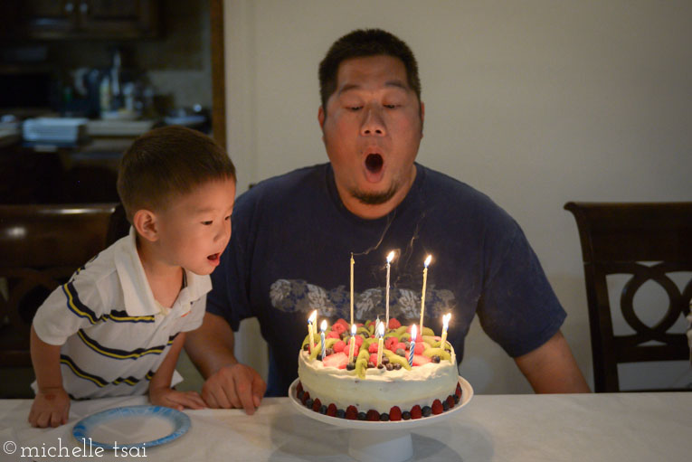 He had some help blowing out his candles.