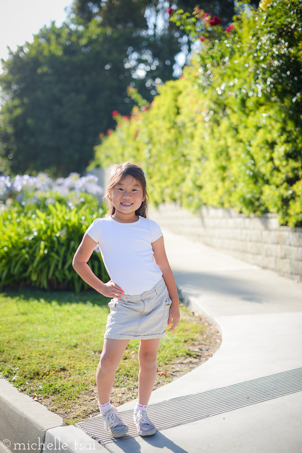 So he announced that we were all going to our town's street fair. Right then. And, he said, we were gonna walk there. She's had a hankering for quite a while to be able to walk to school (no idea why), so this announcement perked her right up.