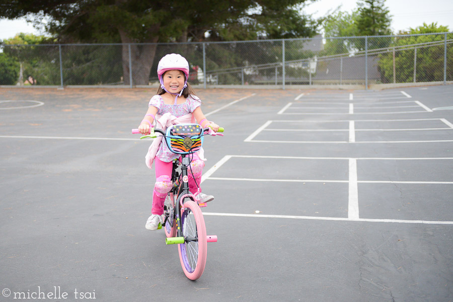 So proud of my scrappy little girl. Amazingly, she learned to ride her bike in about ten minutes. Definite upside to waiting so long to teach her. 