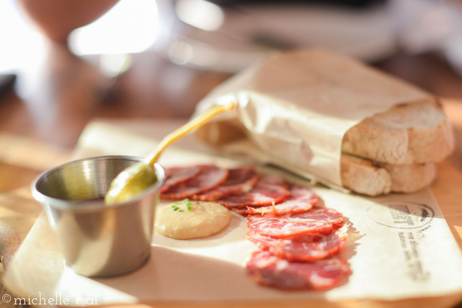 Then came meat slices and bread and some kind of fancy mustard spread. We ate it all.