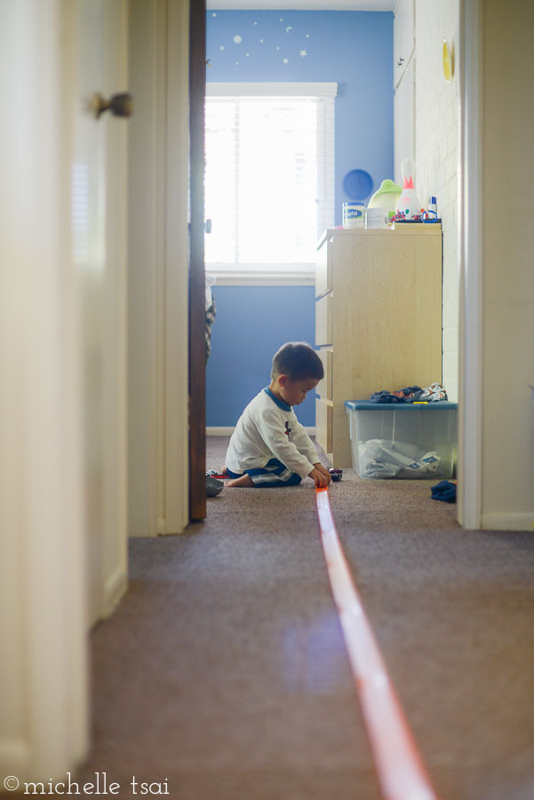 Once all the cars were gone from my lap, he'd run to the boys room to gather them all back up to do it all over again.