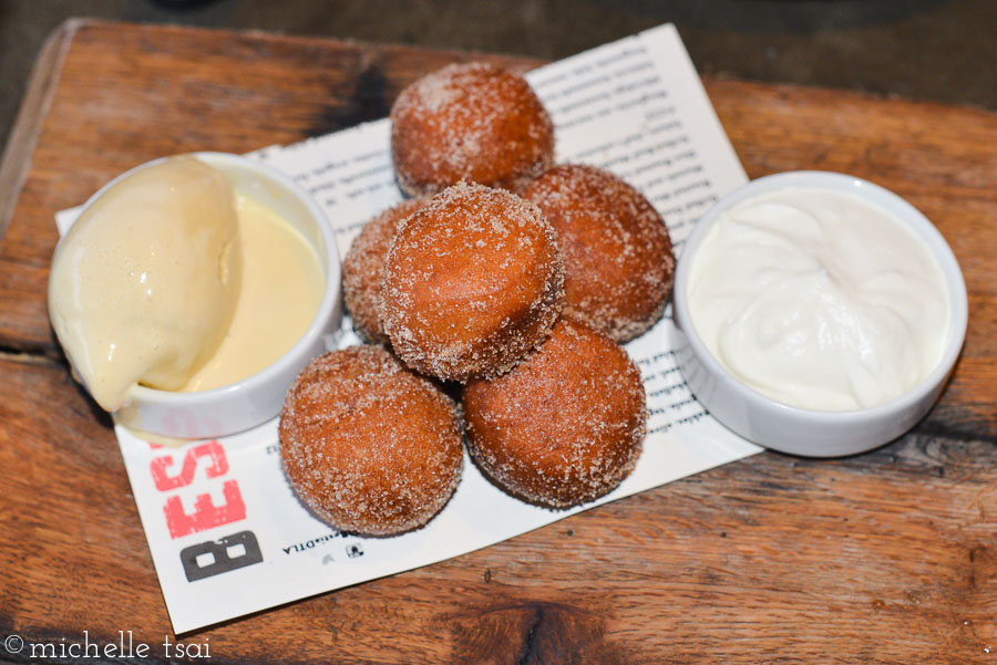 Then dessert time! “Coffee & Donuts.” spiced chestnut zeppole. whipped cream. coffee ice cream.