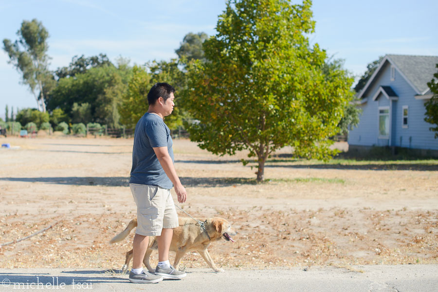 We took her for a walk.