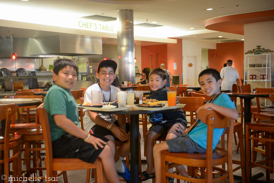 Dinner with his buds. Really? We're already here now where he can eat off with his friends and take care of himself? When did we get here?