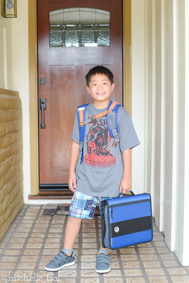 Ready to tackle fourth grade with his spiffy new binder because he now has to rotate between two classrooms each day and keep track of his stuff. Which he's been awesome at so far and has pleasantly surprised his dad and I. So proud of this kid.