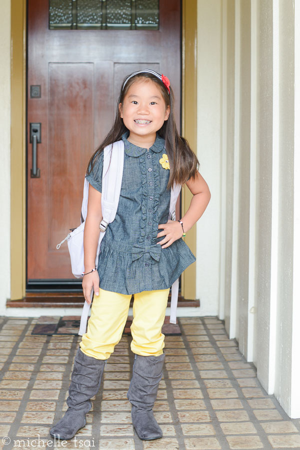 Heading into third grade with her gray boots on.