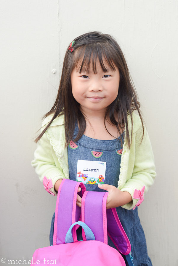 Lined up against the same wall as last year. We were happy to find out she got the same teacher she had for six weeks last year.