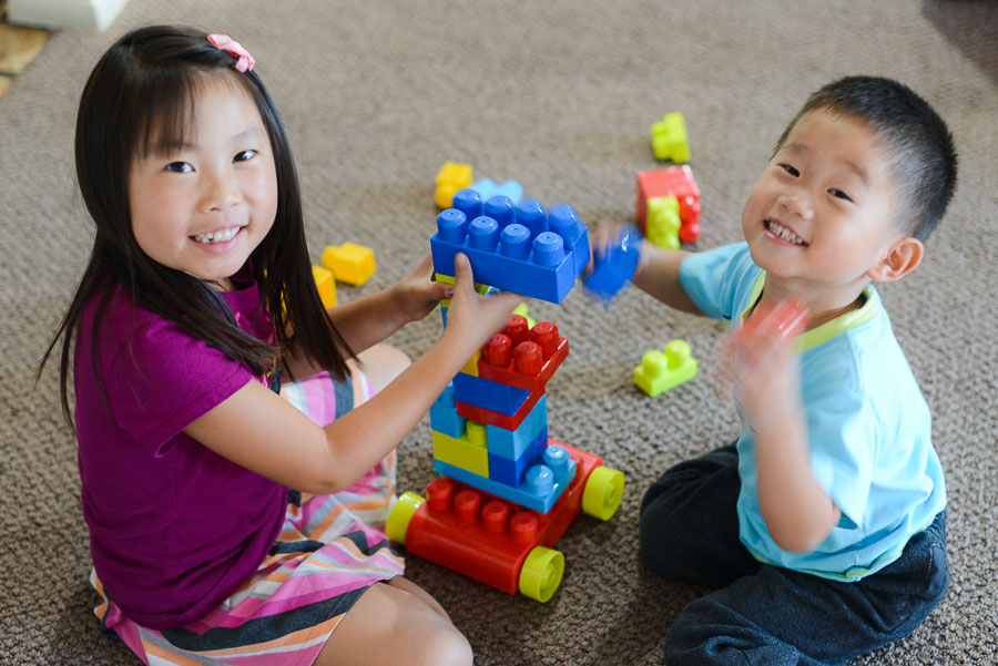 Meanwhile the younger two find things to do while waiting for the older two to finish their homework. I'm very thankful there's always someone to play with around here and that they're all buddies for the most part.