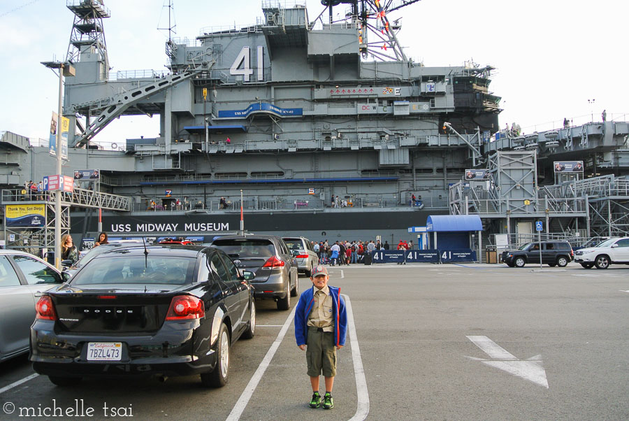 Getting ready to board the USS Midway for the night.