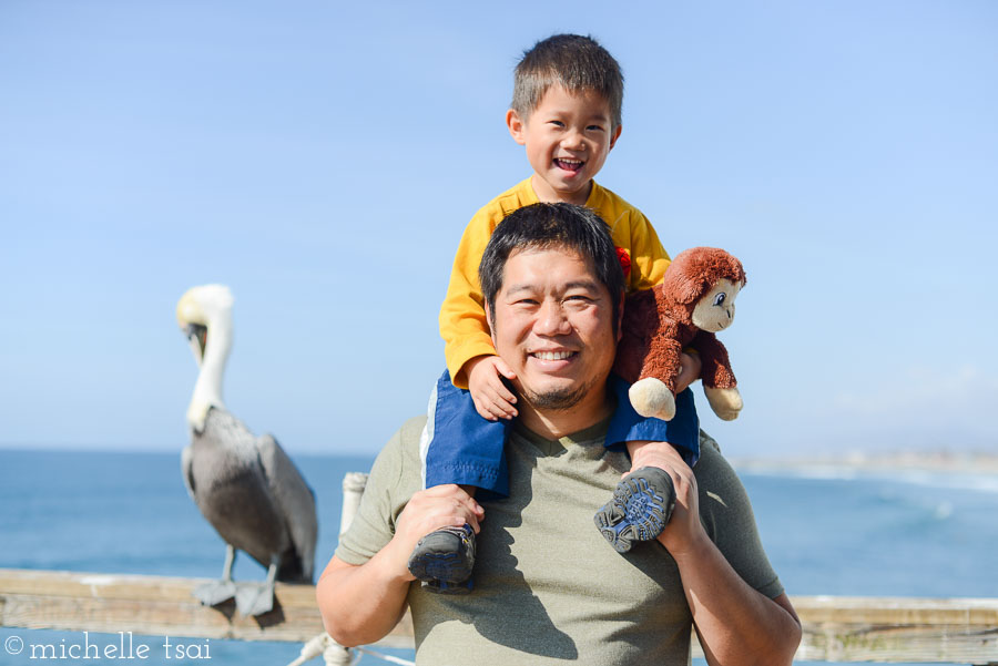 There was a sign that said pelicans bite stupid people. Or pelicans have long beaks and aren't afraid to use them. Or something to that effect. So naturally they had to see exactly how close they could get...