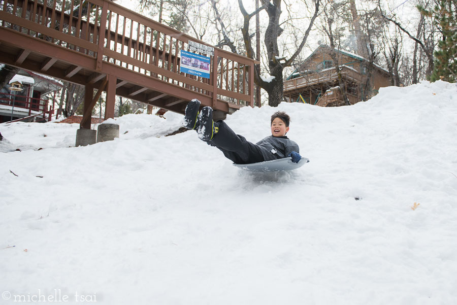 Mikey built a mini ramp into their sledding course and it was just enough to get him a bit of air time.