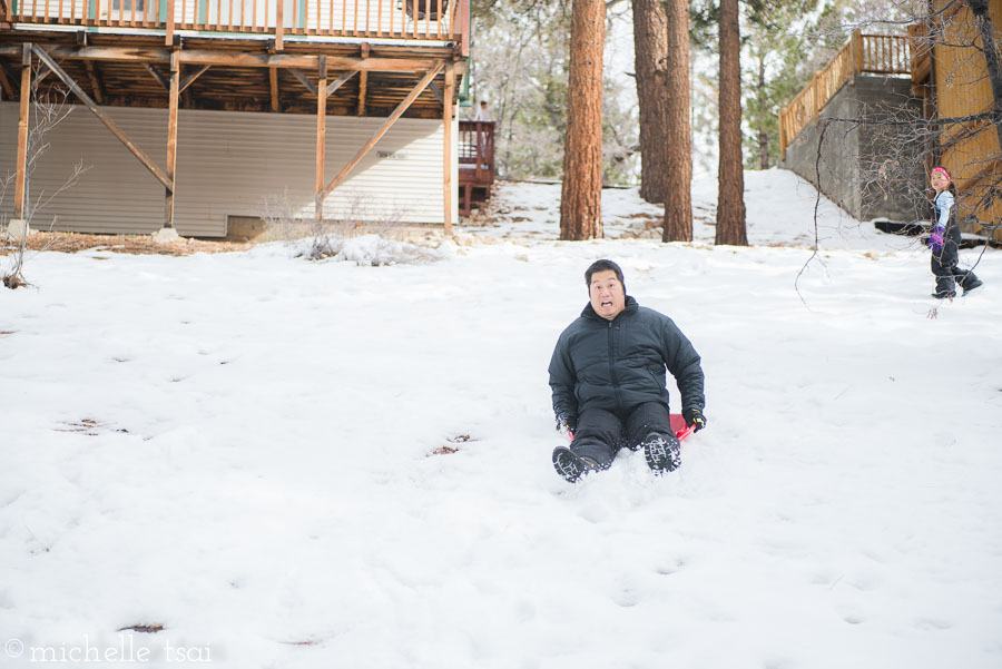 So Daddy took it upon himself to trail blaze a sledding path into the new snow.