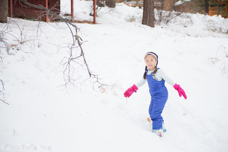 Meanwhile this girl was tasked with keeping up the supply of snowballs.