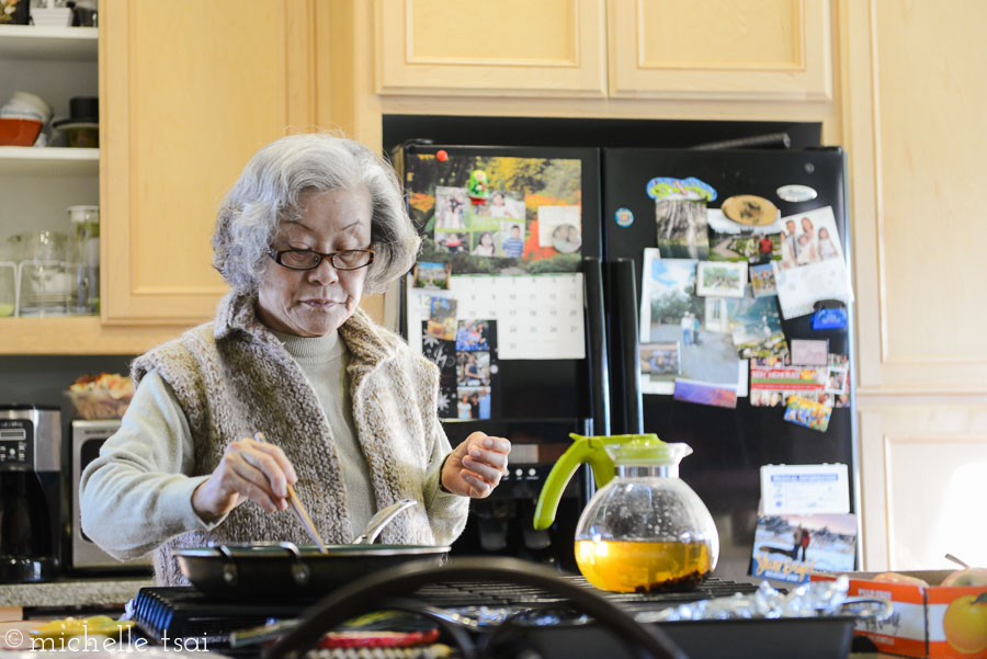 Grandma faithfully cooking up a full breakfast before sending us on our way.