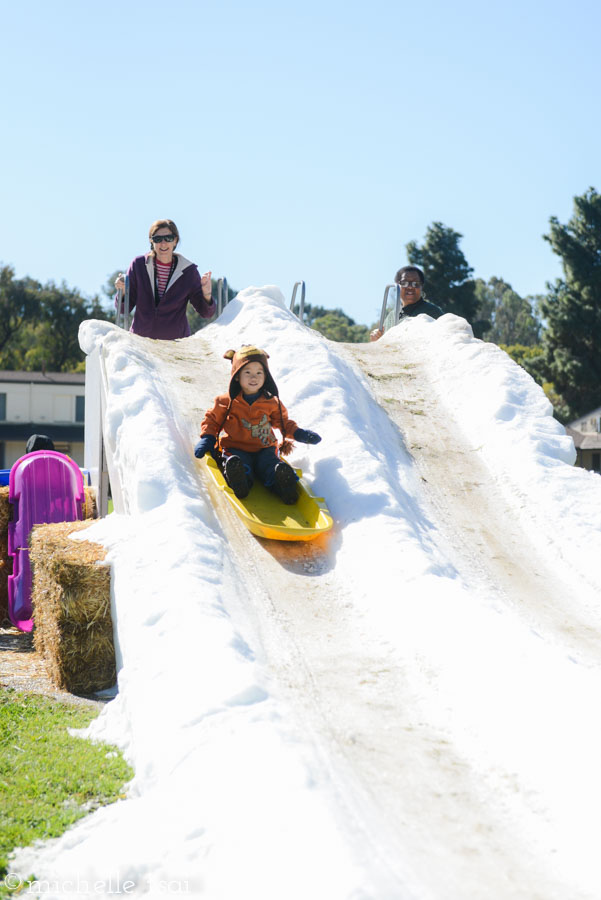 Trying out the sled. It was pretty good.