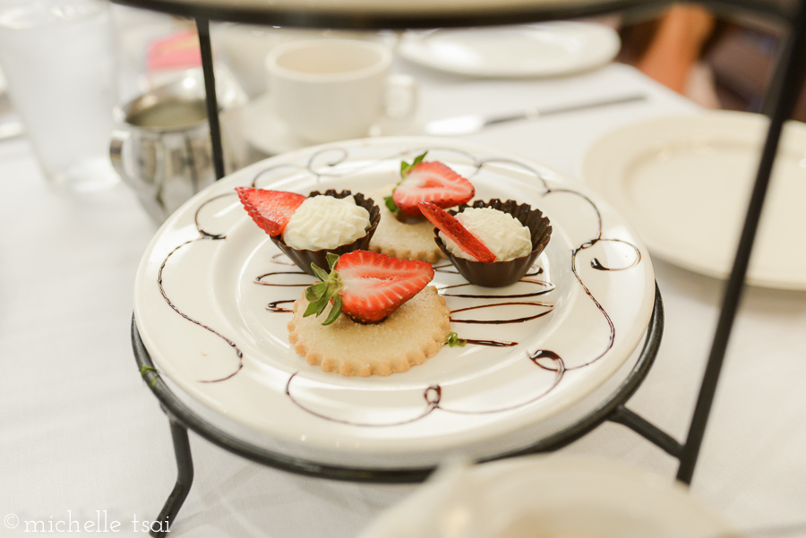 Tea desserts. Mmmmm. Although the girls raided our tray and we were left with just the shortbread cookies and strawberry stems. Yum.