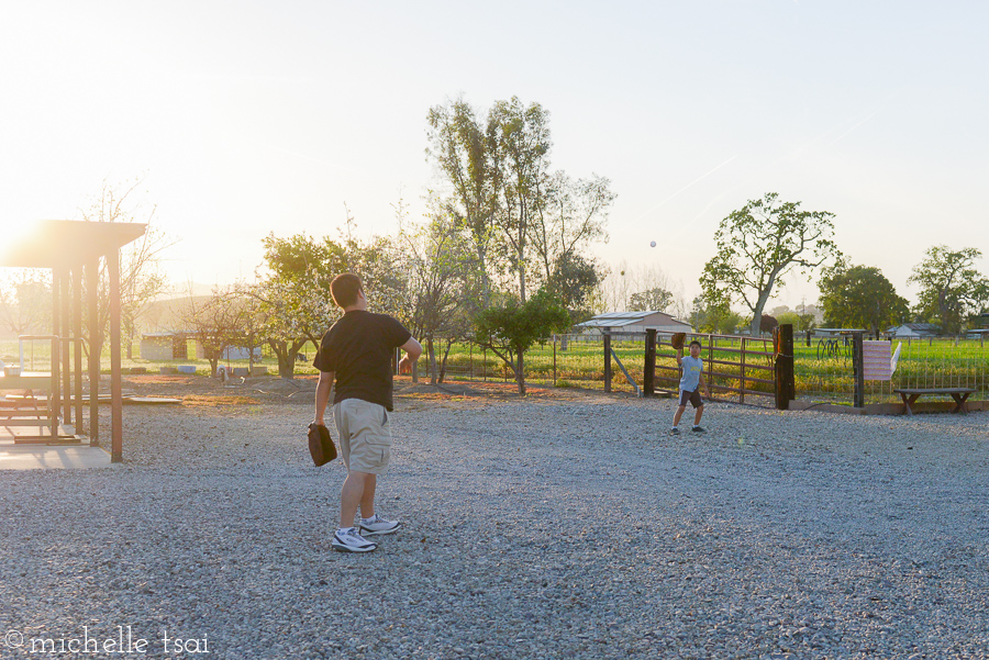 Where the boys immediately hopped out of the van to play catch.