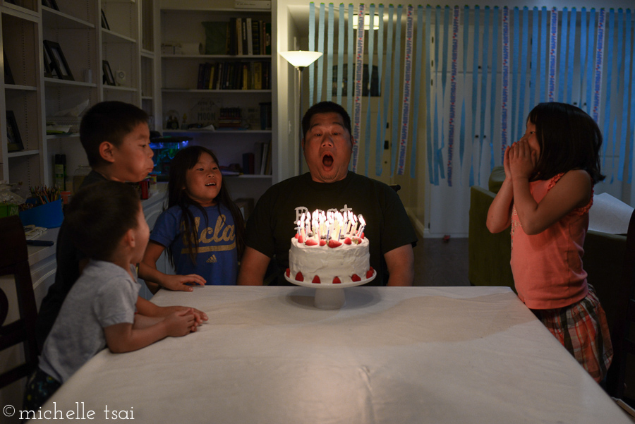 This time they decided Daddy needed help with the blowing.