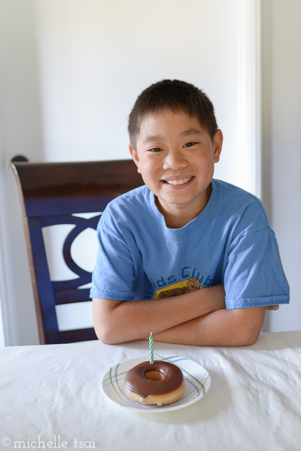 He asked to take Krispy Kreme doughnuts in to share with his classmates that day. Which meant Krispy Kreme doughnuts for breakfast that morning. There were no objections to this plan.