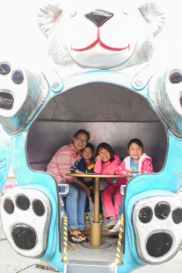 Inside the belly of a bear! (This spinny ride almost did me in. It appears I am officially too old for this stuff now.)