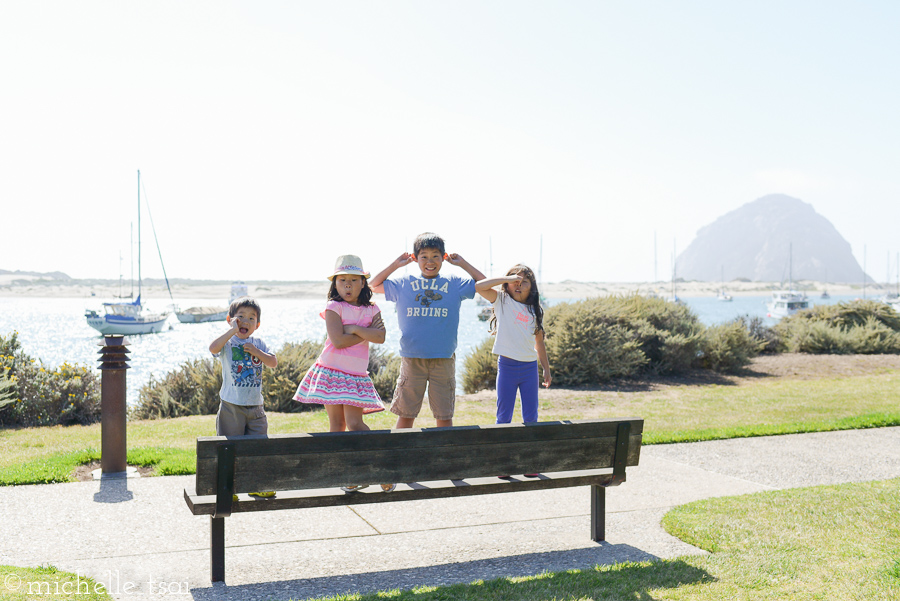 While they decided to wait on a bench further away from the stinky fish area.