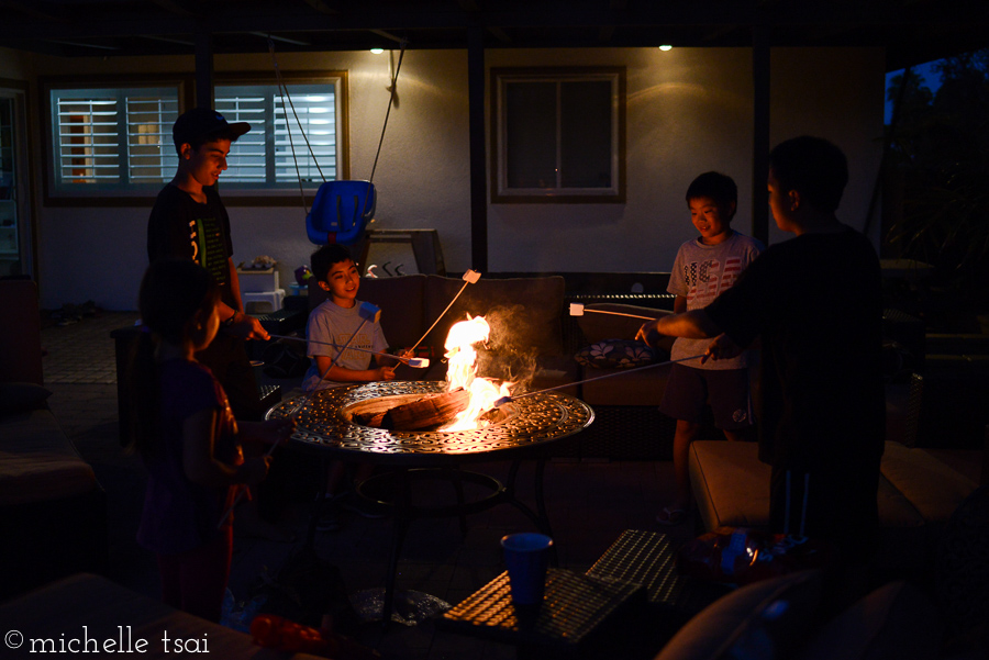 And what's a summer sleepover without some marshmallow roasting over an open fire?