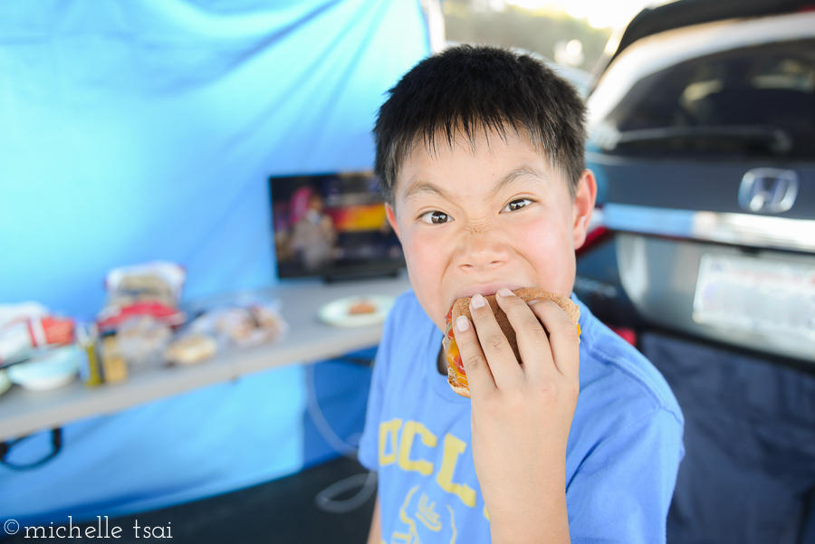 Burger eating.