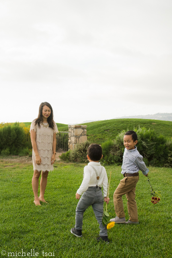 And both boys were all about surprising their mama with flowers.