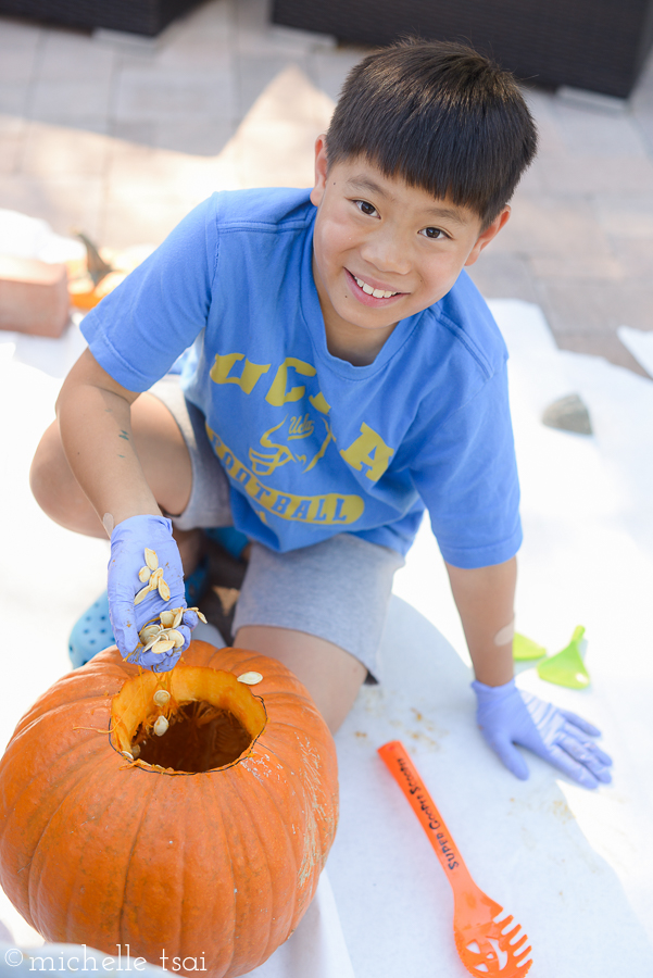 Still not a big fan of pumpkin guts, but at least the gagging was at a minimum this time.