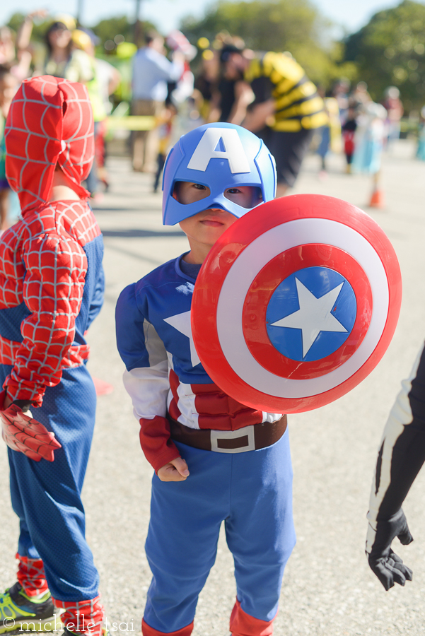 Captain America's shield that his daddy insisted this boy have. 