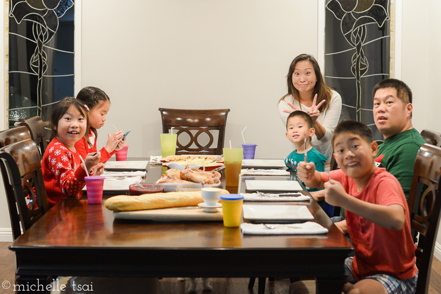 Then we rushed home, took our annual bad family picture around our table before finally digging in.