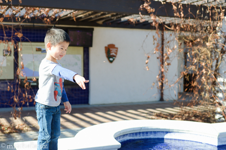 Unless, of course, he decided to throw it in the fountain for good luck. Thankfully, his daddy gave him a penny to throw instead.