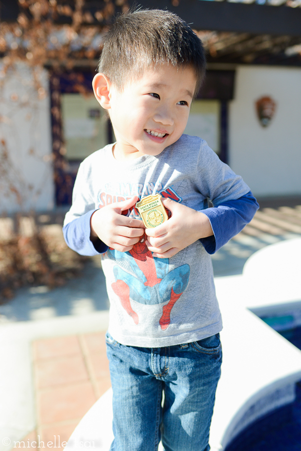 And then they each got a junior ranger pin and we could check off that assignment and breathe a sigh of relief. Whew! Gonna be saving this kid's pin for when he's in fifth grade.