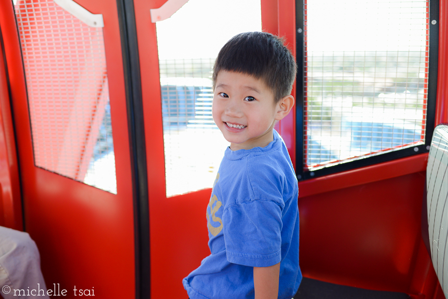 Meanwhile, this boy was hoping we actually did get in the swinging one.